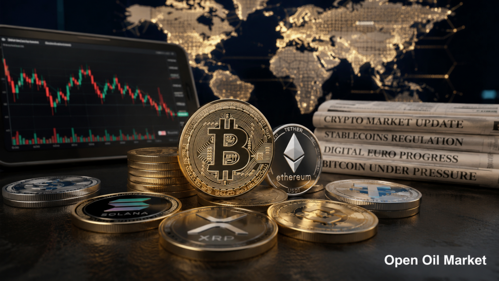 Noticias de criptomonedas 24 de junio de 2026: Bitcoin, Ethereum, stablecoins y euro digital en el contexto del mercado de criptomonedas global.