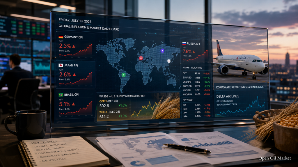 Inflación de Alemania, Rusia y Brasil, PPI de Japón, WASDE y el informe de Delta Air Lines: los principales eventos del 10 de julio de 2026