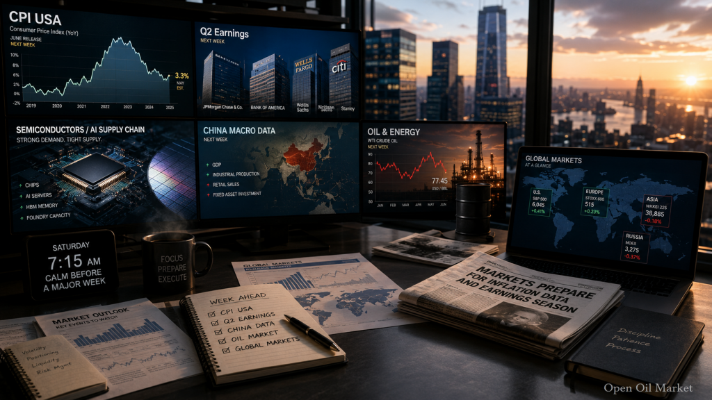 Eventos económicos y reportes corporativos — sábado, 11 de julio de 2026: un calendario tranquilo antes del CPI de EE. UU., el inicio de los informes de bancos y los datos de China.