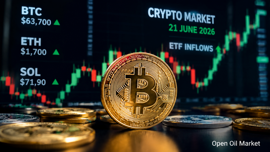 Noticias sobre criptomonedas, domingo 21 de junio de 2026: Bitcoin mantiene $63,000 a $64,000, flujos de ETF y regulación de stablecoins marcan el tono del mercado