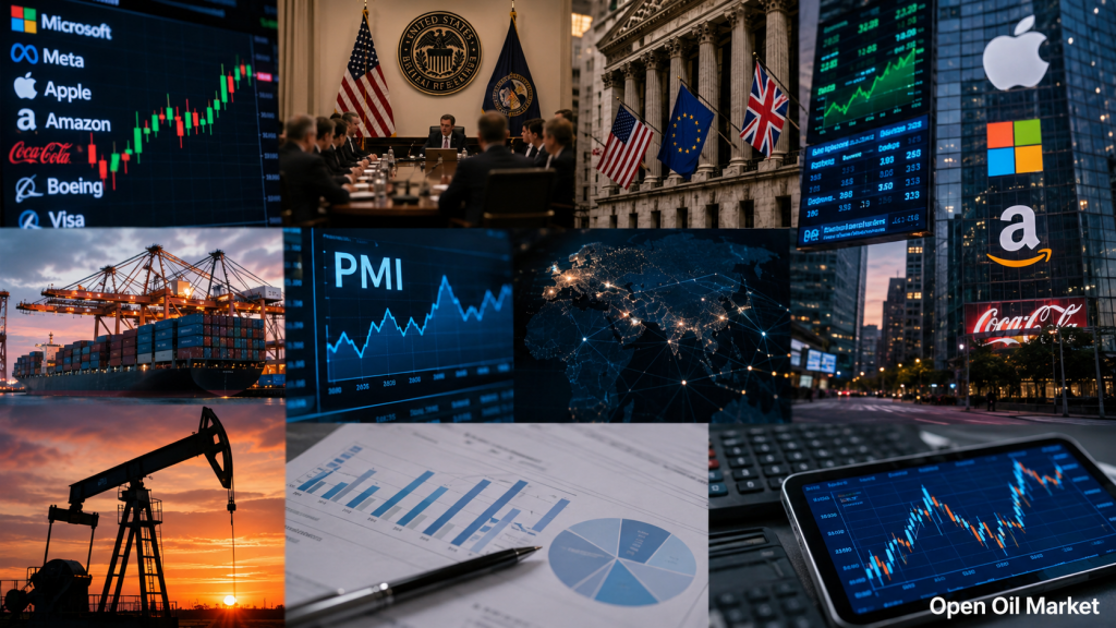 Calendario del inversor 27-31 julio 2026 — tasa Reserva Federal, PIB EE. UU. y zona euro, inflación PCE, Banco de Inglaterra, PMI China, OPEP+ y reportes de empresas S&P 500, Euro Stoxx 50, Nikkei 225, MOEX