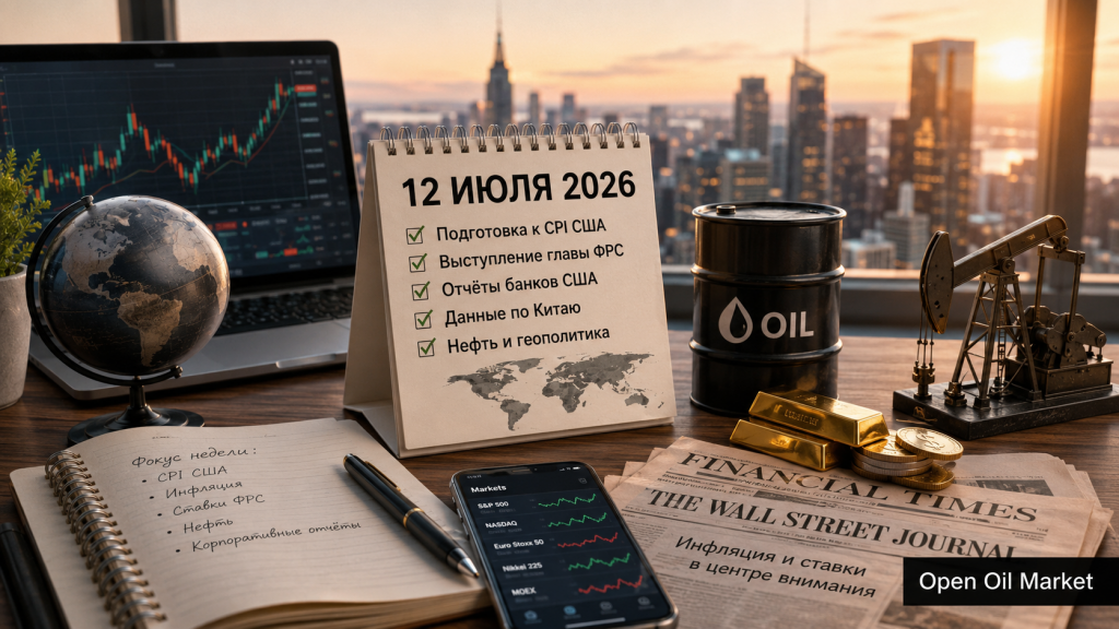 Calendario financiero mundial 12 de julio de 2026 con CPI EE.UU., informes bancarios, petróleo e índices S&P 500, Euro Stoxx 50, Nikkei 225 y MOEX